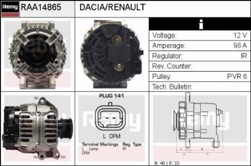 Remy RAA14865 - Ģenerators autospares.lv