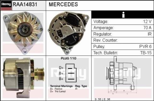 Remy RAA14831 - Генератор www.autospares.lv