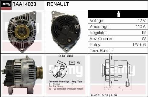 Remy RAA14838 - Alternator www.autospares.lv