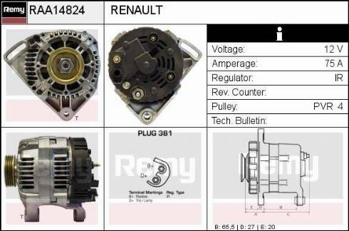 Remy RAA14824 - Ģenerators autospares.lv