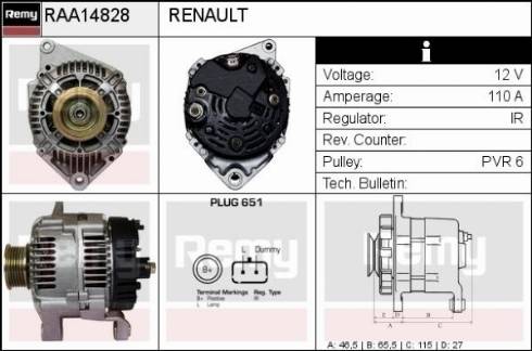 Remy RAA14828 - Генератор www.autospares.lv