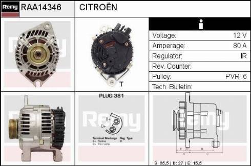 Remy RAA14346 - Alternator www.autospares.lv