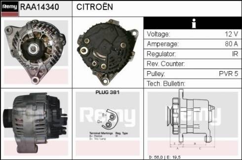 Remy RAA14340 - Alternator www.autospares.lv