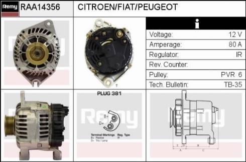 Remy RAA14356 - Alternator www.autospares.lv