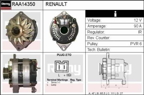 Remy RAA14350 - Alternator www.autospares.lv