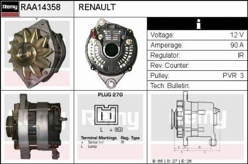 Remy RAA14358 - Ģenerators autospares.lv