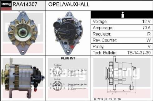 Remy RAA14307 - Генератор www.autospares.lv