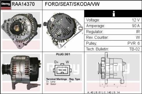 Remy RAA14370 - Alternator www.autospares.lv