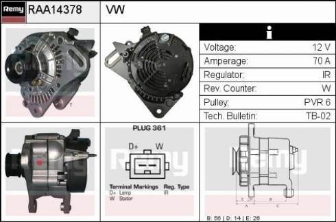 Remy RAA14378 - Генератор www.autospares.lv