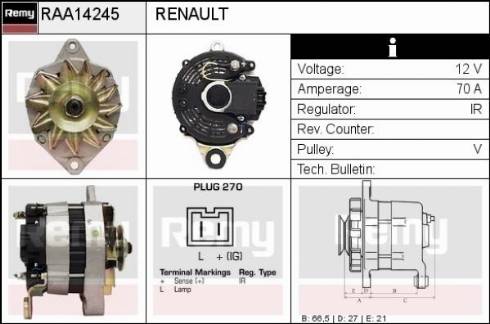 Remy RAA14245 - Ģenerators autospares.lv