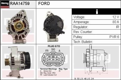 Remy RAA14759 - Ģenerators autospares.lv