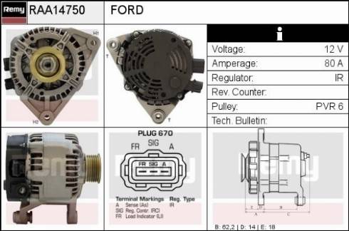 Remy RAA14750 - Ģenerators autospares.lv