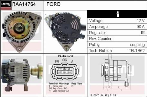 Remy RAA14764 - Ģenerators www.autospares.lv