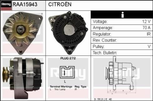 Remy RAA15943 - Alternator www.autospares.lv