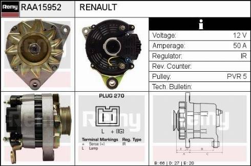 Remy RAA15952 - Ģenerators www.autospares.lv