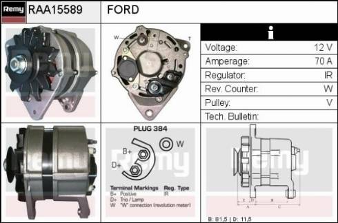 Remy RAA15589 - Ģenerators autospares.lv