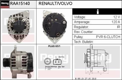 Remy RAA15140 - Генератор www.autospares.lv