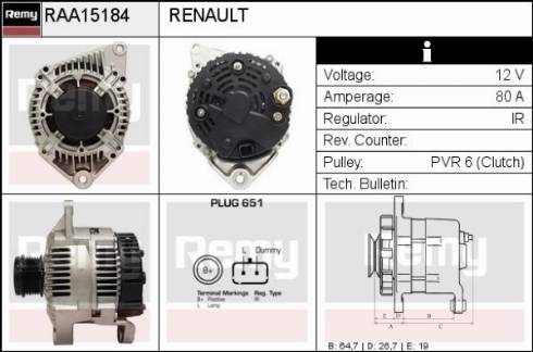 Remy RAA15184 - Ģenerators autospares.lv