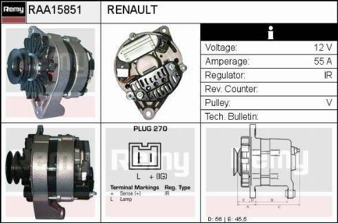 Remy RAA15851 - Генератор www.autospares.lv