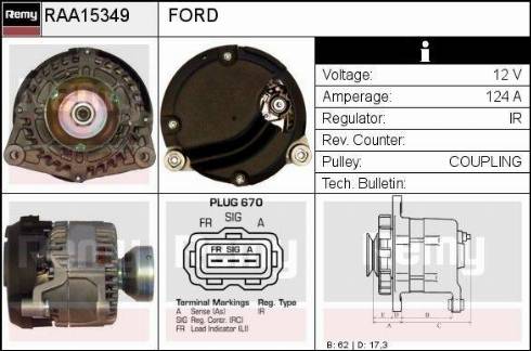 Remy RAA15349 - Ģenerators autospares.lv