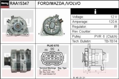 Remy RAA15347 - Alternator www.autospares.lv