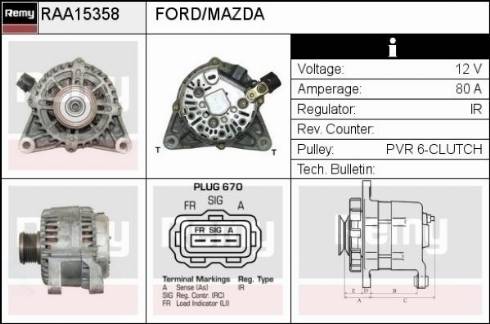 Remy RAA15358 - Генератор www.autospares.lv