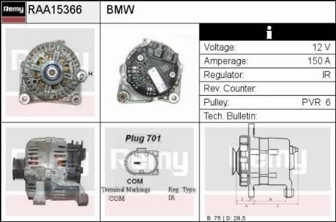 Remy RAA15366 - Генератор www.autospares.lv