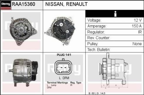 Remy RAA15360 - Ģenerators autospares.lv