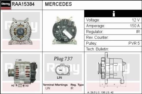 Remy RAA15384 - Генератор www.autospares.lv