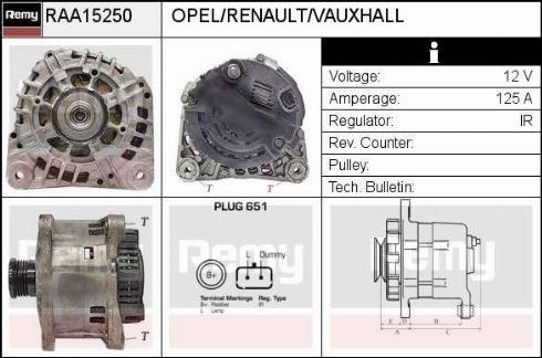 Remy RAA15250 - Генератор www.autospares.lv