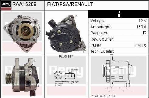 Remy RAA15208 - Alternator www.autospares.lv