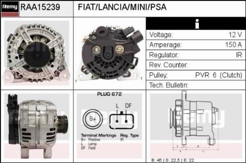 Remy RAA15239 - Alternator www.autospares.lv