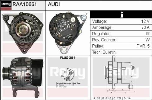 Remy RAA10661 - Генератор www.autospares.lv