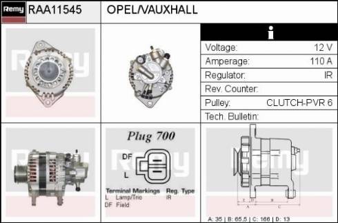 Remy RAA11545 - Alternator www.autospares.lv