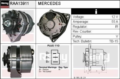 Remy RAA13911 - Генератор www.autospares.lv