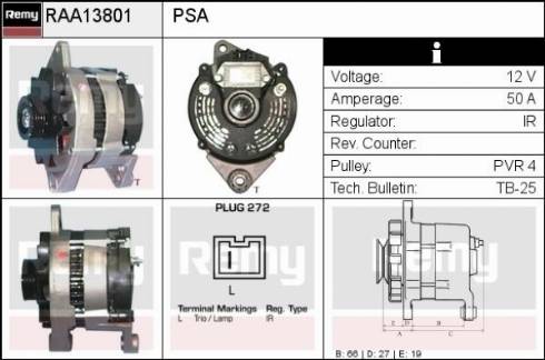 Remy RAA13801 - Генератор www.autospares.lv