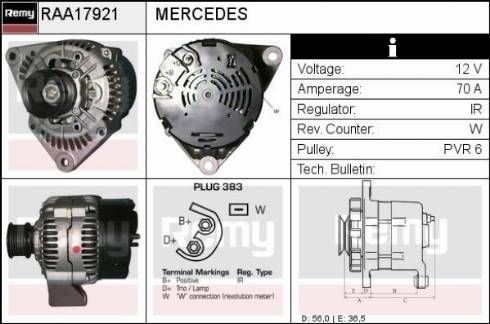 Remy RAA17921 - Генератор www.autospares.lv