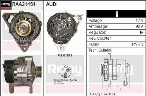 Remy RAA21451 - Генератор www.autospares.lv