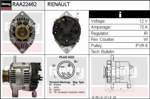 Remy RAA22462 - Ģenerators autospares.lv