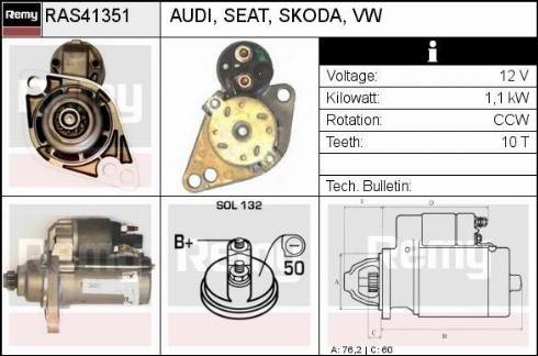 Remy RAS41351 - Стартер www.autospares.lv