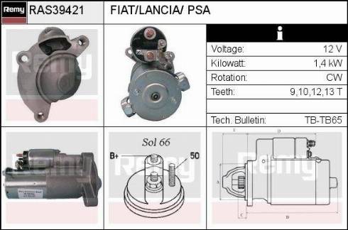 Remy RAS39421 - Стартер www.autospares.lv