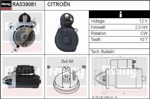 Remy RAS39081 - Стартер www.autospares.lv