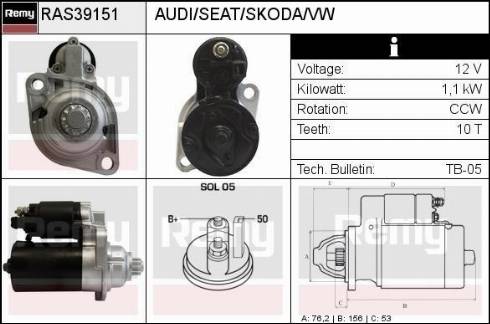 Remy RAS39151 - Стартер www.autospares.lv