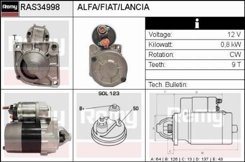 Remy RAS34998 - Стартер www.autospares.lv