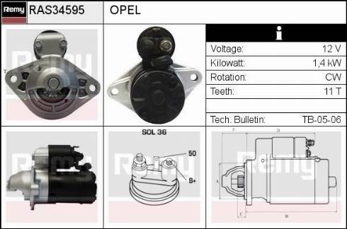 Remy RAS34595 - Starteris autospares.lv