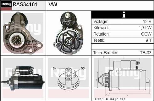 Remy RAS34161 - Starteris autospares.lv