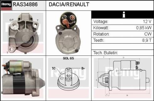 Remy RAS34886 - Starteris autospares.lv