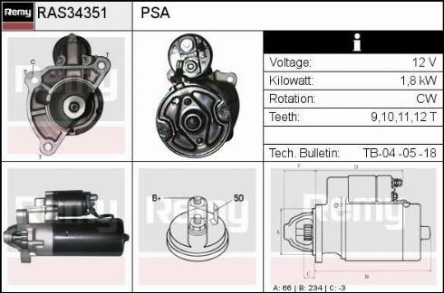 Remy RAS34351 - Стартер www.autospares.lv