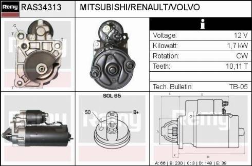 Remy RAS34313 - Starteris autospares.lv