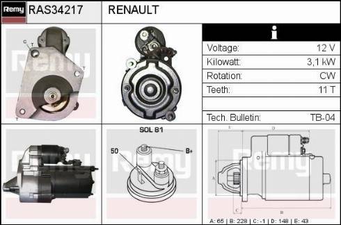 Remy RAS34217 - Starteris autospares.lv